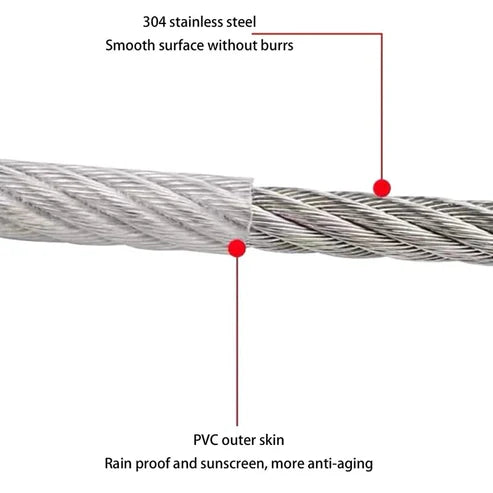 Stainless Steel PVC Coated Clothesline - FREE Shipping